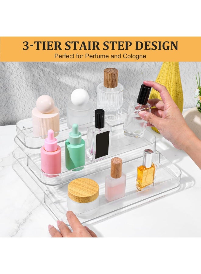 Perfume organizer, three-tier shelf - holder for perfumes, lotions, skincare products, spices, vitamins, and medicine bottles; sturdy, transparent shelf for storage in kitchen and bathroom cabinets. - Image 3